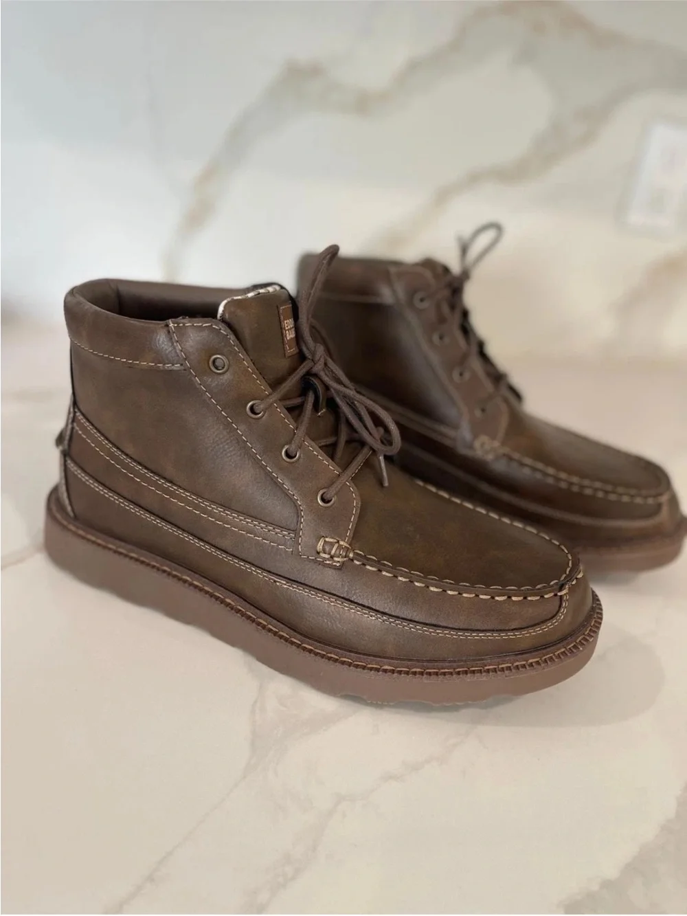 Eddie Bauer Merrimack Work Boots Men’s Size 9M Brown Leather MocToe Comfort NEW